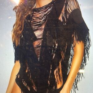 Beach Bunny Black Fringe Tunic